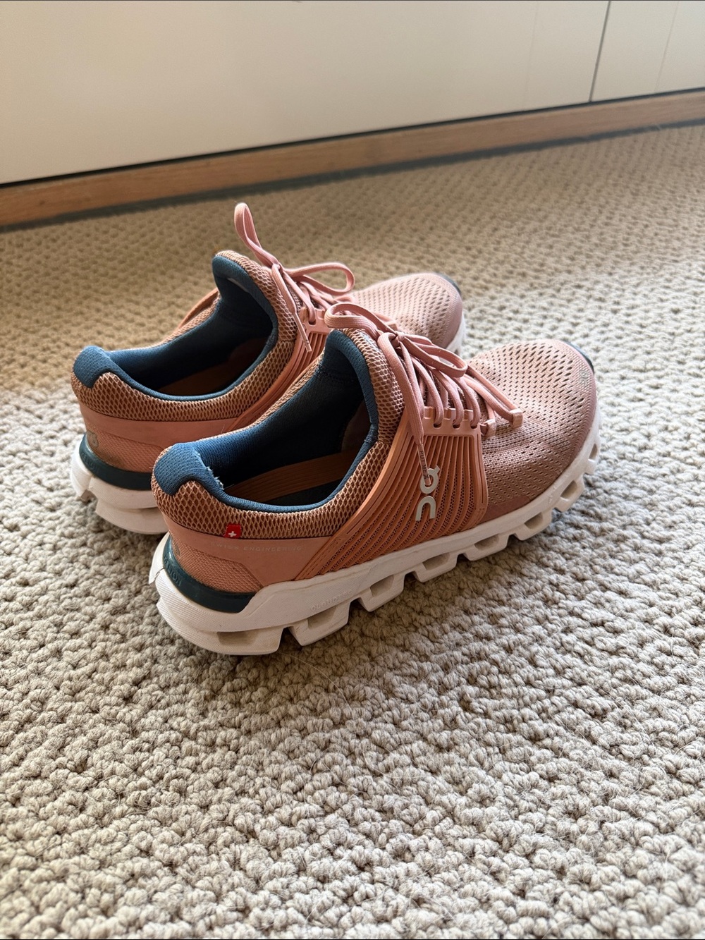 On Running Women's Rose Pink and Teal Athletic Sneakers